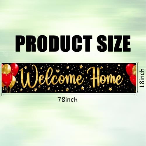 Image of Nuxovilar Welcome Home Banner with Balloon Design 78.7 inchx17.7 inch