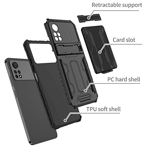 Capa Capinha Anti Impacto para Xiaomi POCO X4 Pro 5G Suporte para Cartão (Xiaomi POCO X4 Pro 5G, Pre