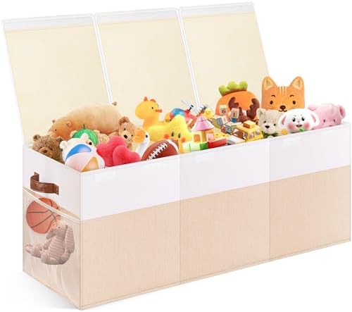 Extra Large Toy Storage Box with Lid, Collapsible Sturdy Toys Che...