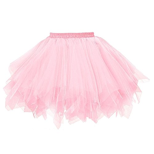 Generic Damen Rosa Tüllrock - Einheitsgröße Mittelhoch Rosa Elegant und feminin Frauen Erwachsene Damen Hochzeit Sommer Rock