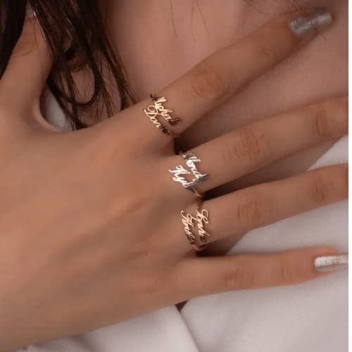Personalized Name Ring for Women, Promise Rings for Her Custom Adjustable Names Rings Custom Jewelry for Sister Best Friend3