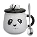 Funny Coffee Mug, Cute Ceramic Panda Mugs, Lovely Animal Tea Cups with 3D Panda Lid and Spoon, Best Gifts for Women, Mom, Kids,Family, Brothers and Friends, 14 Ounces
