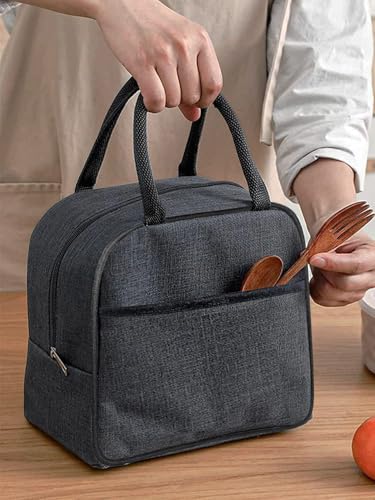 CISEL Insulated Travel Lunch/Tiffin/Storage Bag for Women and Men Office, Collage and School (Multicolor) (Cotton) 7 liters (Grey)