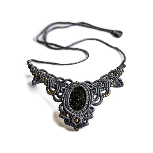 AYANA Black Onyx Macrame Necklace | Handmade, Ethically Sourced Gemstone Jewelry | Boho Statement Piece for Protection & Strength