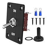 RVMARINEPAT Heavy Duty Toggle Switch 12V DC 30A Waterproof Toggle Switch 2 Pin ON/Off SPST with Mounting Panel, Weatherproof Cap Cover for Auto Car Marine Boat