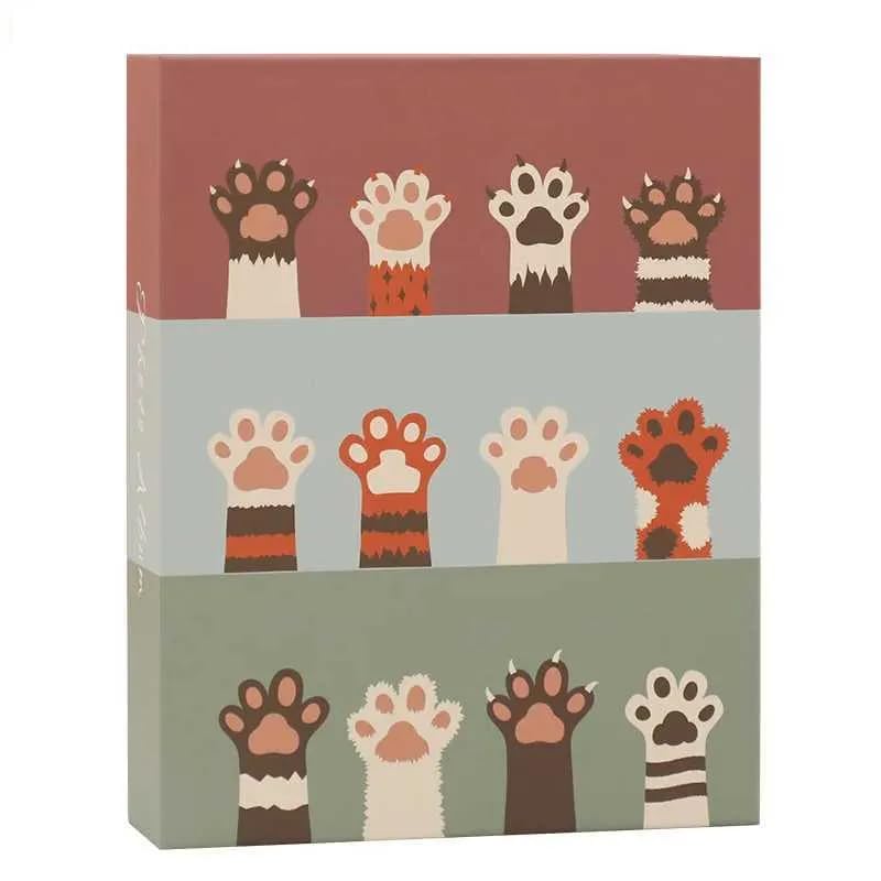 Image of Even Photo Album Book, Album for photos collection, 4 inch x 6 inch (10 x 15 Cm) size Photo collection album with taxture and design on Cover (100 PHOTO SPACE) (cat foot print)