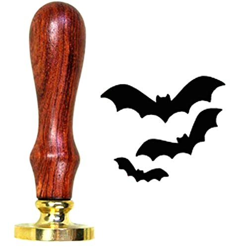 Anbose Cachet de cire de chauve-souris avec poignée en bois et sceaux en cuivre style vintage rétro pour lettres, cartes d'invitation Cover