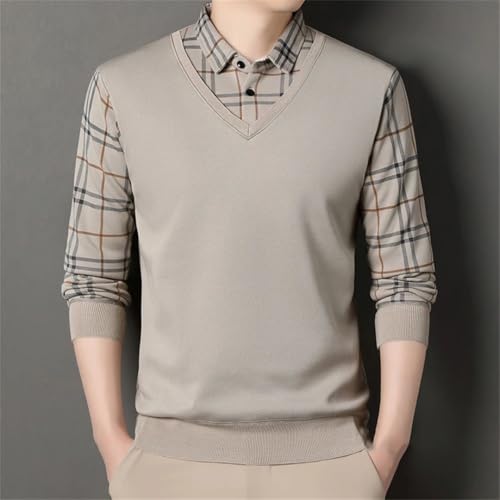 Men's Stand-Up Collar Pullover Sweater Knitted Cardigan Classic Plaid Thick Warm Clothing3