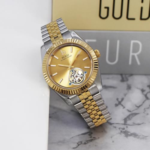 Image of BUREI Men's Classic Luxury Watch Stainless Steel Waterproof Machine Watch Fashion Double Watches Date Sapphire Crystal
