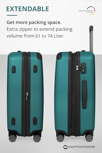 Image of HAUPTSTADTKOFFER - Spree - Set of 3 Hard-Side Luggages Glossy Suitcase Hardside Spinner Trolley Expandable (55, 65 & 75 cm) TSA, Aqua Green, 65 cm, Suitcase