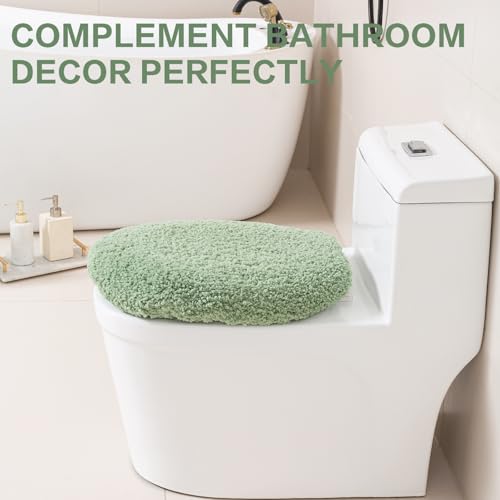 Image of Microfiber Toilet Lid Cover, 17.5 inchx15 inch Fits Round Oblong and Elongated