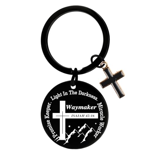LLAFY Bible Verse Keychain for Men Christian Gifts Religious Confirmation Gift Inspirational Gifts Cross Keychain