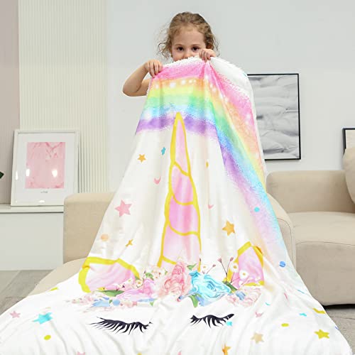 WERNNSAI Einhorndecke - 125 x 150 cm Sherpa Fleece Flauschige Kuscheldecke für Mädchen Kinder Baby Shower Geburtstag Geschenke Sofa Couch Wohn Bett Decken Sofaüberwurf überwurf Decke - Image 8
