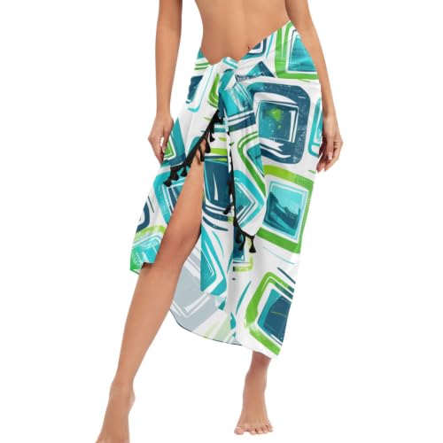 Cubierta de traje de baño cuadrado verde para playa y estilo casual de mujer
