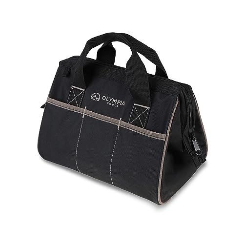 Olympia Tool Bag 12 Inch, Heavy Duty Tools Bag with 3 Large Pockets, Adjustable Shouder Straps and 600D Reinforced Material