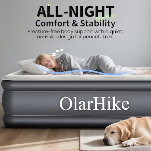 Image of OlarHike Air Mattress Full with Built in Pump, 18 inch H Inflatable Bed, 600lb
