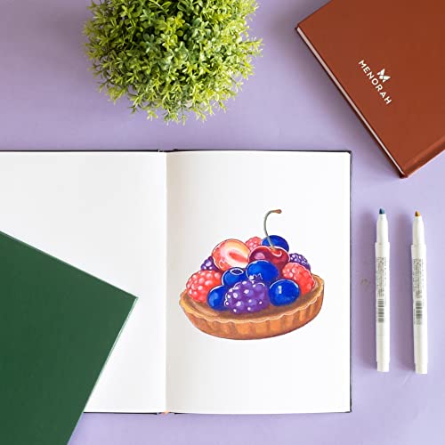 Image of MENORAH - A5 - Sketch Book for Artist - 115 GSM (160 Pages / 80 Sheets) - Artist Drawing Book - (21.0Cm X 14.8Cm) - Hard Case Bound - Completely Handmade-Portrait- Dark Blue
