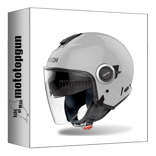 Casque moto jet Airoh Helyos color concrete gris gloss sz. s pour protection scooter ville