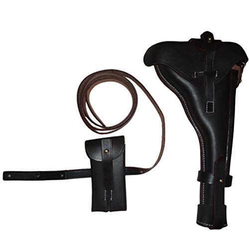 Étui Luger P-08 cuir brun foncé WWI : reproduction artisanale historique