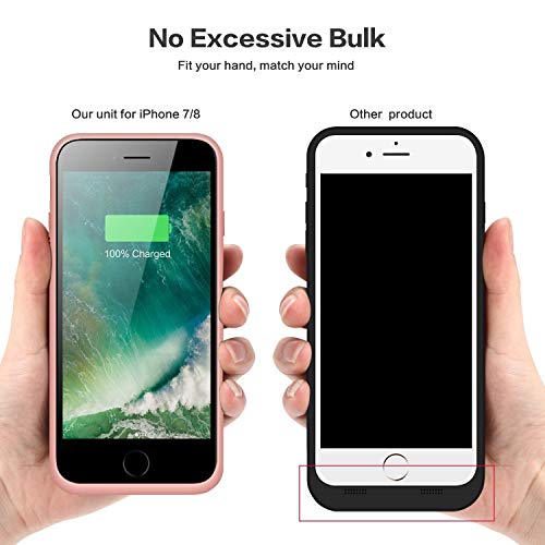 QTshine Battery Case for iPhone 6/6s/7/8, Upgraded [6000mAh] Protective Portable Charging Case Rechargeable Extended Battery Pack for Apple iPhone 6/6s/7/8 (4.7') - Rose Gold - Thumbnail 7