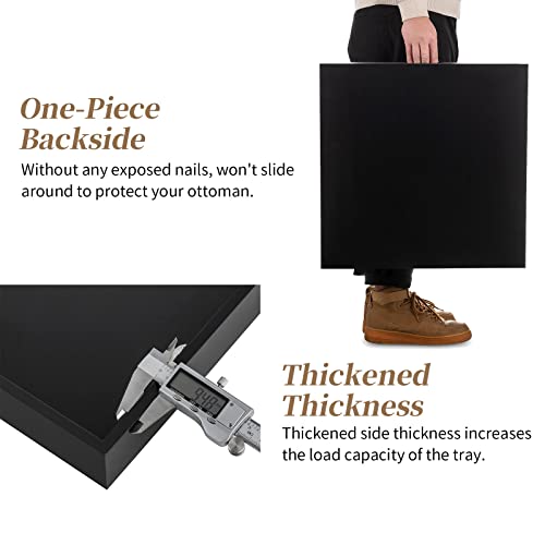 Hanobe Extra Large Square Ottoman Tray - Modern Black Serving Tray with Cutout Handles for Home Use (52cm) - Image 8