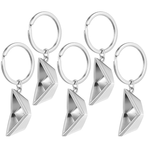 Beavorty Portachiavi a forma di nave di carta, portachiavi in metallo, per barca a vela, bigiotteria per auto, borsa regalo, 5 pezzi, argento, 7*1,2 cm