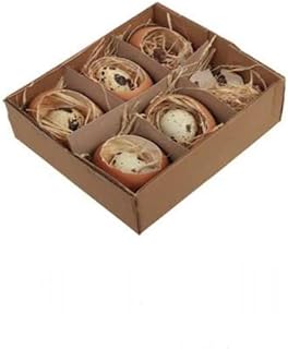 RiloStore 24 huevos de Pascua, 12 huevos de gallina abiertos con 12 huevos de codorniz o954 soplados, decoración de Pascua, color marrón natural