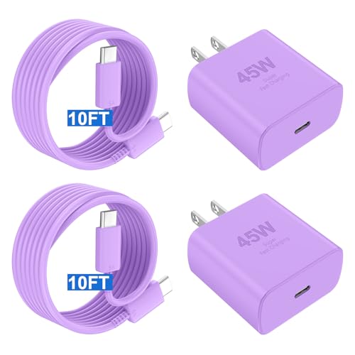Image of Phone 17 16 Pro Max Charger Fast Charging,45W Phone 17 Charger Type C Chargers USB C Charge Block &10FT Long C Charging Cables Cord for Phone 17 /17 Pro / 17 Pro Max /Air /Phone 16 15 Pro Max,Purple