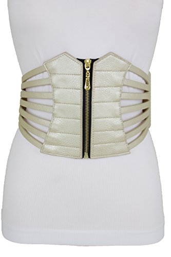TFJ Women Wide Corset Belt Hip Elastic High Waist Band Plus Size L XL XXL Light Gold2
