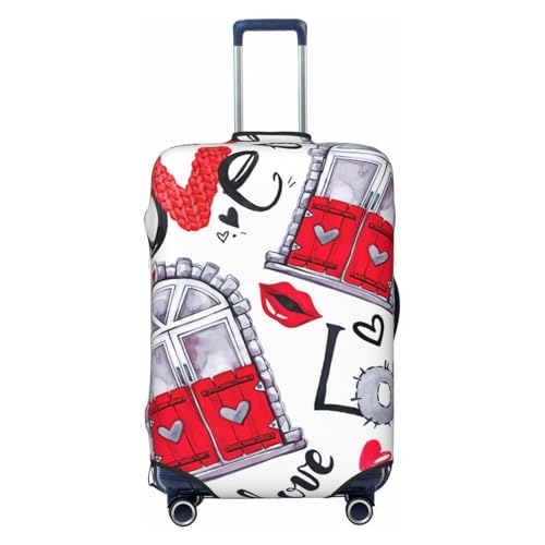 Red Heart Lips And Love Print Luggage Suitcase Cover Protector Luggage Washable Covers With Concealed Zipper
