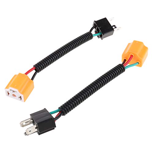 SHITINGRM 2Pcs Vehicle Headlight Connector Harness 9003 Ceramic Wire Harness Plug Cable Light Weight Headlight Harness