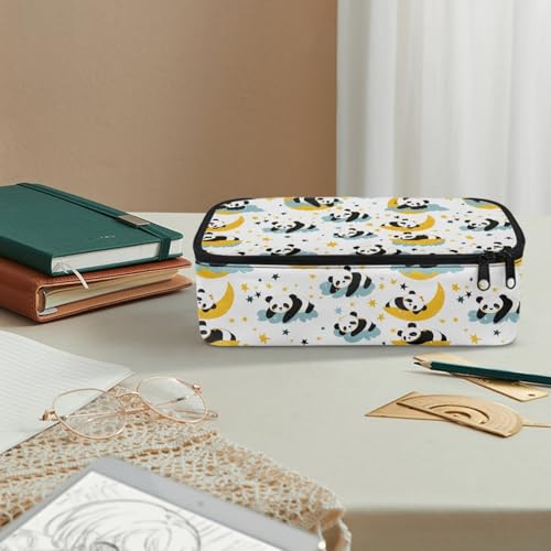 Image of Cute Panda Girls Pencil Case Large Capacity,Moon Star Pencil Organizer for Preschool Kids Pencil Pouch for 1St 2Nd Children Pencil Bag for Boys Adults Men Cion Purse Handbag