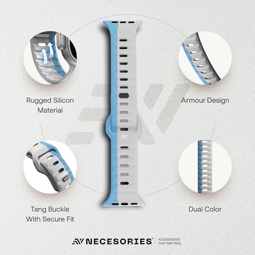 Image of Silicon Rugged Armour Strap Compatible with Apple iWatch Series | 9 /8 /7 45 mm | series 10 46 mm | SE,SE2 6 /5 /4 44 mm | ultra1,2 49 mm | Sport Band for Men & Women (watch not included)