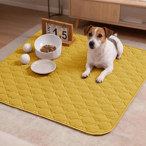 Image of gogobunny 100% Double-Sided Waterproof Dog Bed Cover Pet Blanket Sofa Couch Furniture Protector for Puppy Large Dog Cat, Reversible (30x30 Inch (Pack of 1), Dark Yellow /Light Yellow)