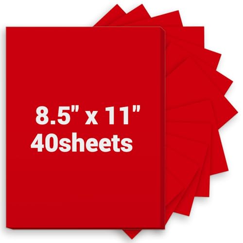 Cardstock 8.5 x 11 Thick Printer Paper 75 lb/200 gsm 40 Sheets Card Stock Red Christmas Card Stock Art CardStock Paper for Invitations Diy Cards Business Cards Menus Crafts Drawing etc