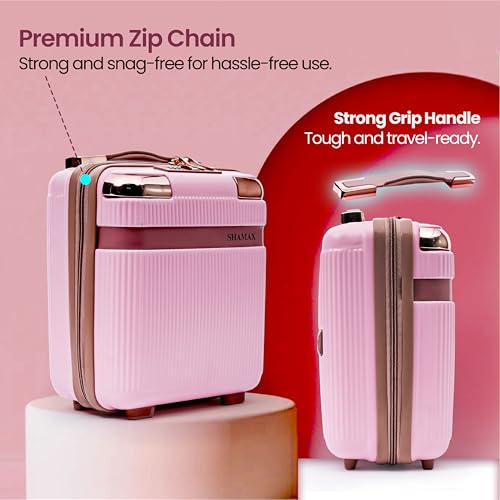 Image of SHAMAX Vanity Box Storage Organiser for Cosmetics and Jewellery Box Cosmetic Storage case Portable, Makeup Bag for Women Carry Handles, Large Storage Wedding Gift (Pink)