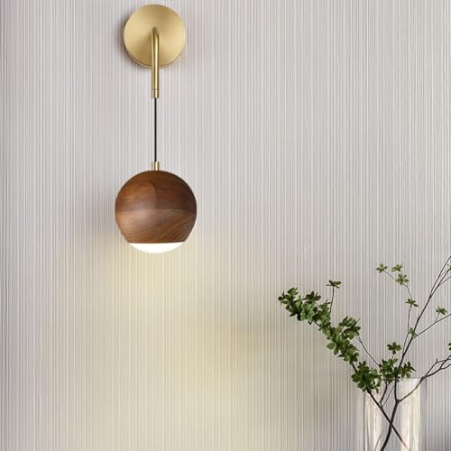 Lámpara de pared de madera regulable para dormitorio y salón moderna 7