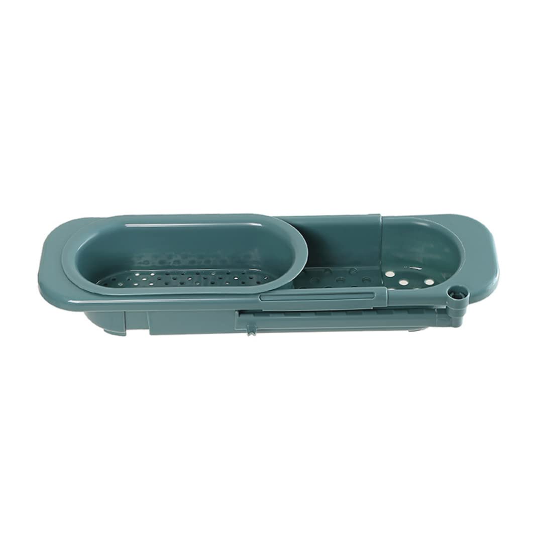 Licsaliwe Telescopic Sink Holder Expandable Drain Shelf Kitchen Storage Rack for Sponge Green