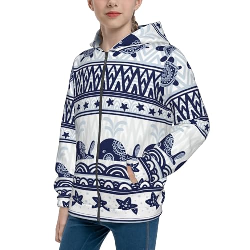 Sea Underwater Animals1 Kid Hoodies Boys Zip Up Sweatshirts Girls Pullover with Pocket