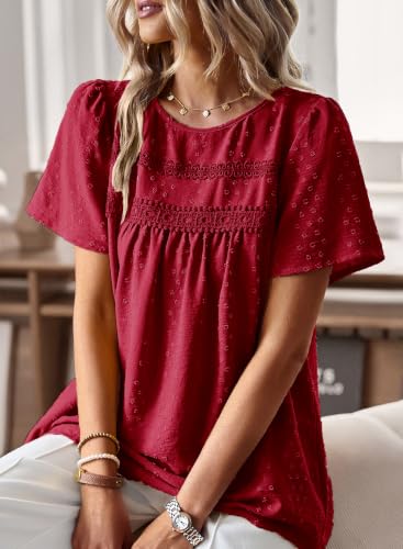 Image of Falechay Womens Summer Tops Flowy Boho Shirts Dressy Casual Short Sleeve