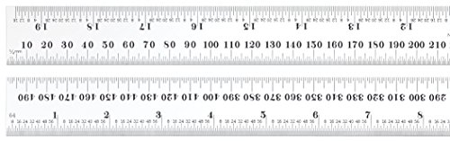 Starrett C636-500 Spring Tempered Steel Rule With Millimeter And Inch Graduations, 500mm Length, 29mm Width, 1.2mm Thickness