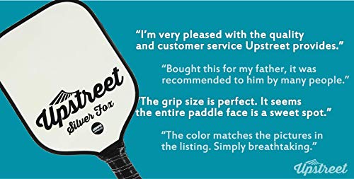 Upstreet Graphite Pickleball Paddle - Polypro Honeycomb Composite Core - Paddles Include Racket Cover (Silver) - Thumbnail 5