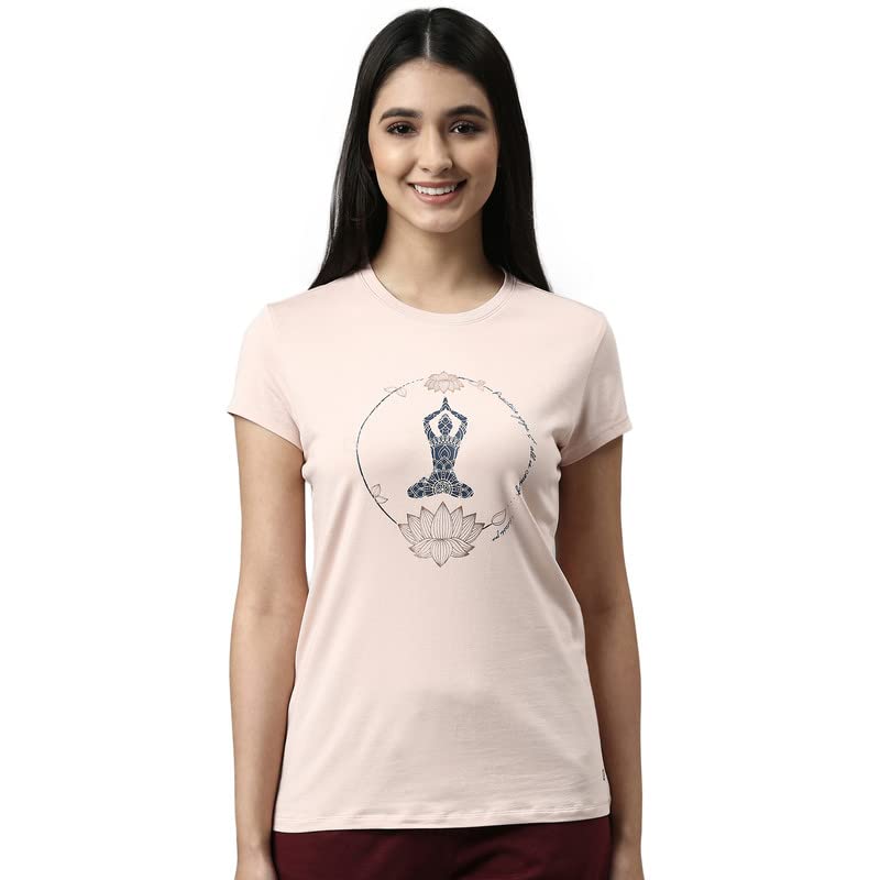 Image of Enamor Short Sleeve Crew Neck Regular Length Basic Crew T-Shirt - Slim Fit, Soft and Breathable Stretch Cotton - E147