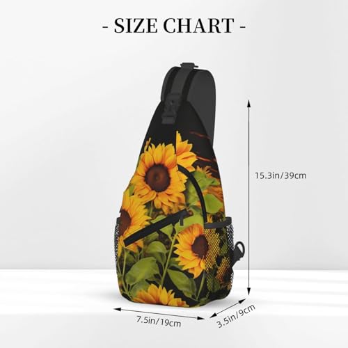 Mochila tipo Sling Crossbody diseño Sun Flower negra miniatura 2
