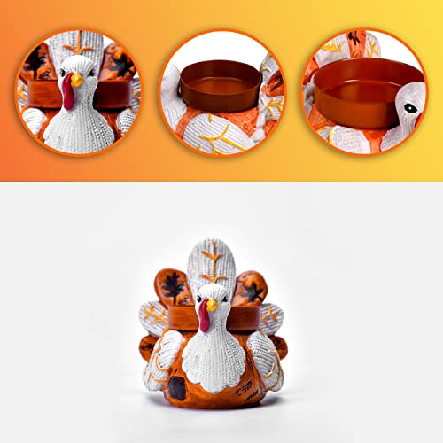 Kuchey 4 Pack Thanksgiving Turkey Tea Light Candle Holders Table Decorations For Home Decor, Thanksgiving Candle Holders Centerpiece Decorations Indoor For Dining Table Kitchen Corner #TOP2