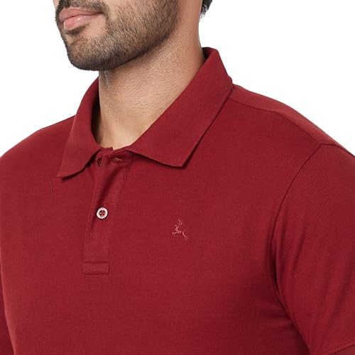 Image of Parx Men's Regular Fit Solid Pattern Polyester Blend Half Sleeve Polo Neck Casual T-Shirt