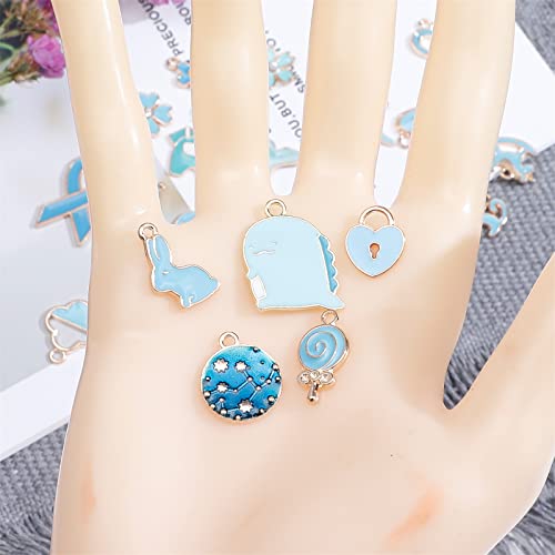 Hofar 30 Pieces Assorted Gold Plated Handmade Simulation Leaf Heart Green Purple Pendant Charms 30 Designs Pendant Charm Pendant Diy For Earrings Necklace Bracelet Jewelry Making And Crafting (Blue) #TOP3