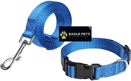 Image of Dog Collar and Leash Set, Adjustable Nylon Collar with Leash for Small Medium and Large Dogs, Quick Release and Breathable Collar for Puppies (Small, Blue)