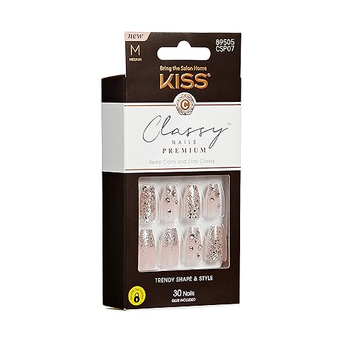 KISS Classy Nails Premium - My Muse, Pink and Silver, 30 Piece Assortment - Image 4