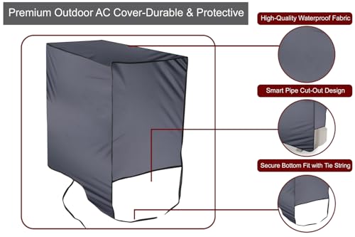 Image of The Furnishing Tree Split AC cover for indoor and outdoor unit of 2 ton waterproof and dustproof Grey Dupplin Check pattern